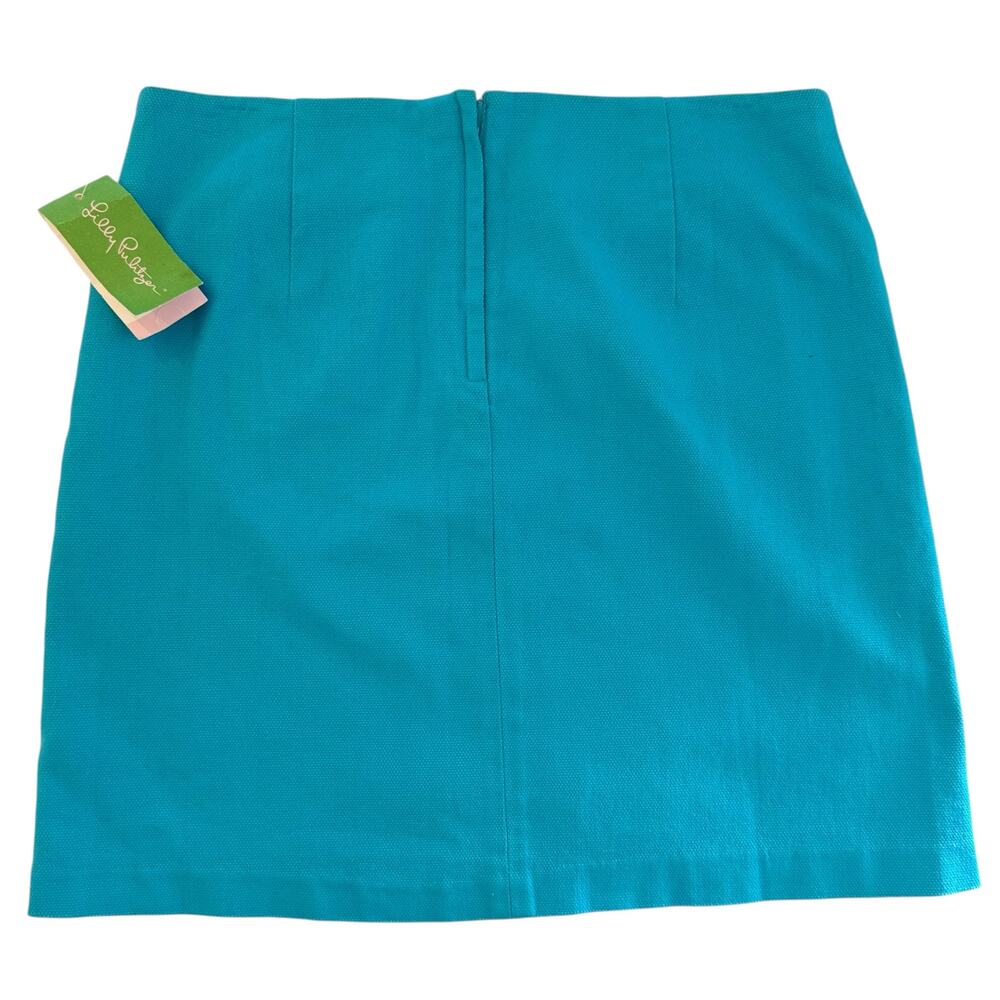 Lilly Pulitzer NWT | turquoise Roslyn mini skirt orange coral detail | size 4 - Picture 3 of 7
